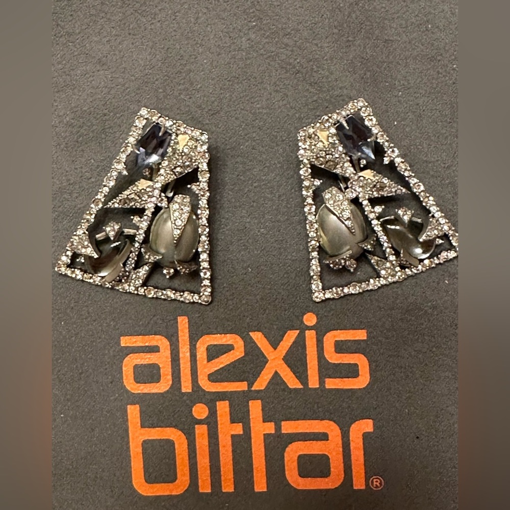 Alexis Bittar Crystal-Encrusted Mosaic Clip Earrings